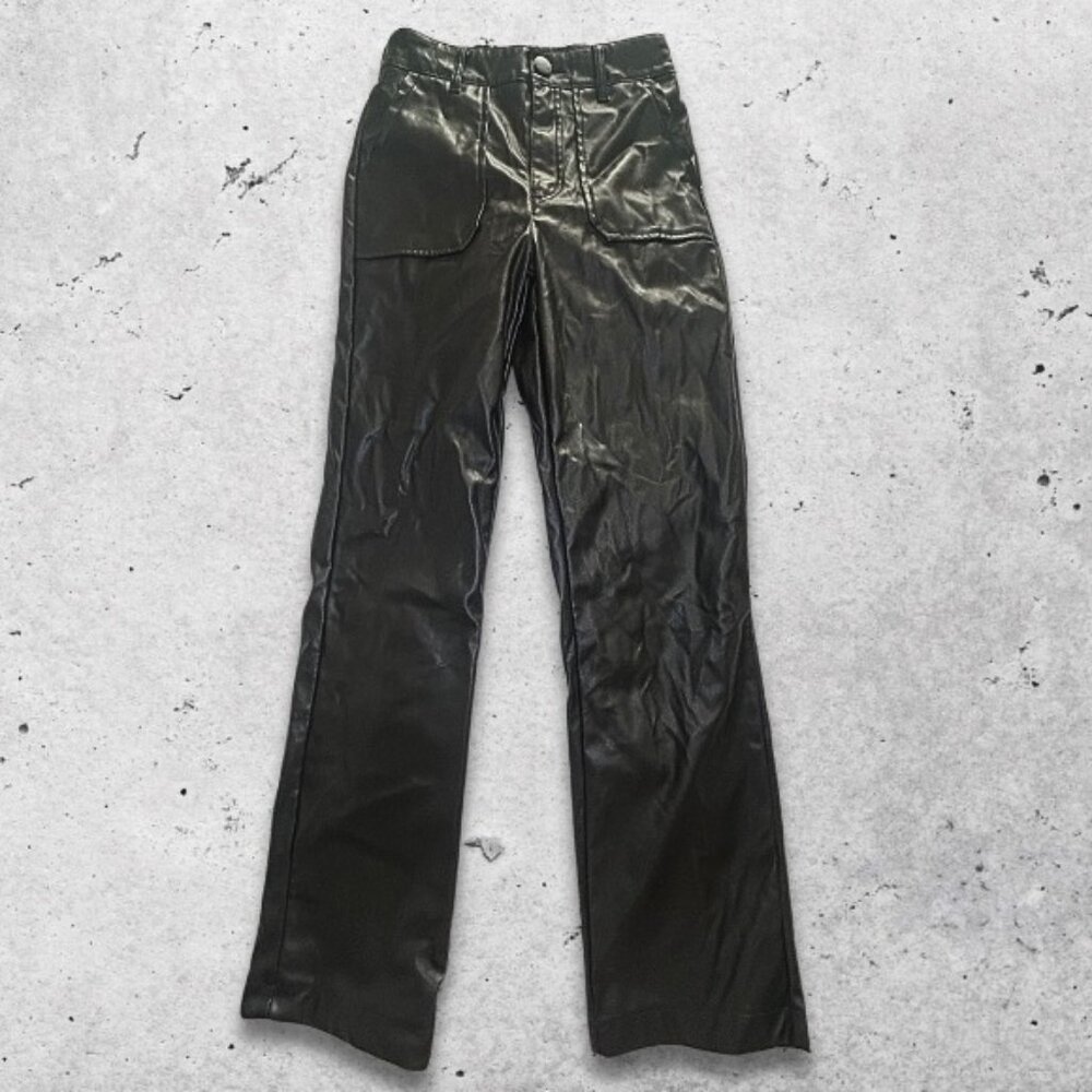 Kendall + Kylie Pants Faux Leather Material Sleek Slim Fit Front Pockets Black S